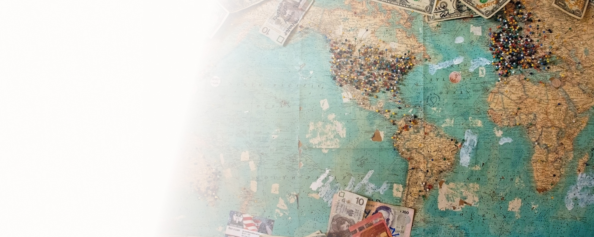 World map with pins representing a global financial institution activating organizational purpose across 75,000 employees with Core Leadership Institute